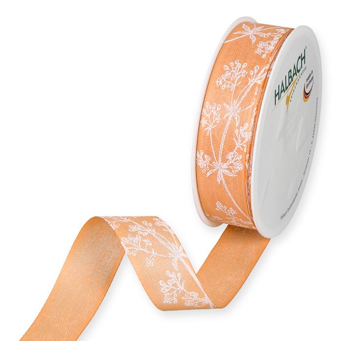 Druckband Blumenranken 25 mm 18 Meter apricot 20