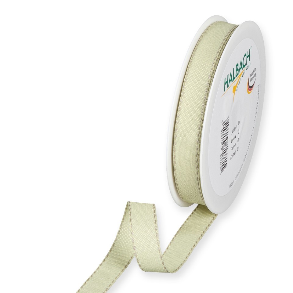 Dekorationsband 15 mm 20 Meter pale green /linen 290