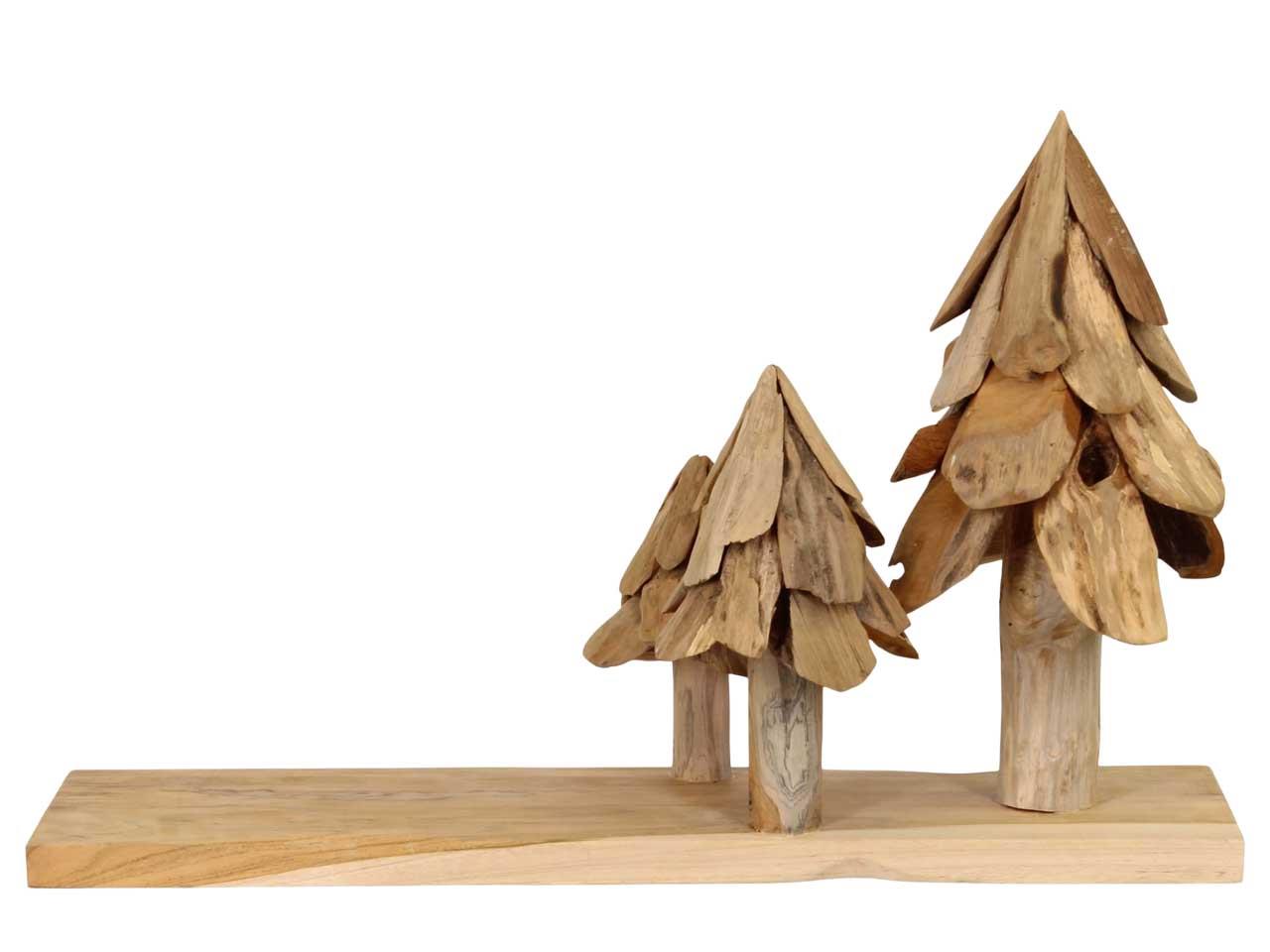 Holztray inkl. 3 Teakholzbäumen L70xH44cm