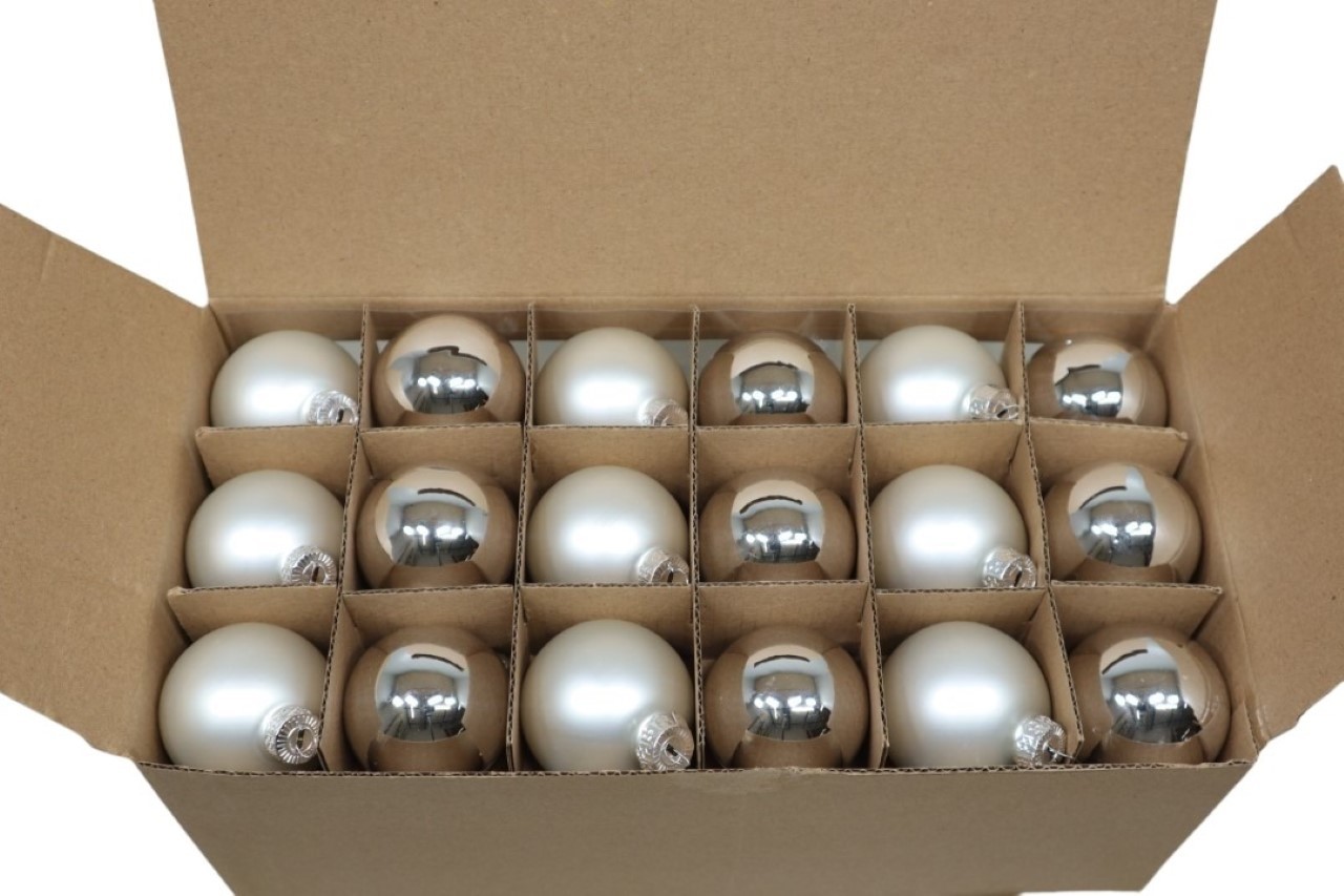 Glaskugel 30 mm 24 Stück silber