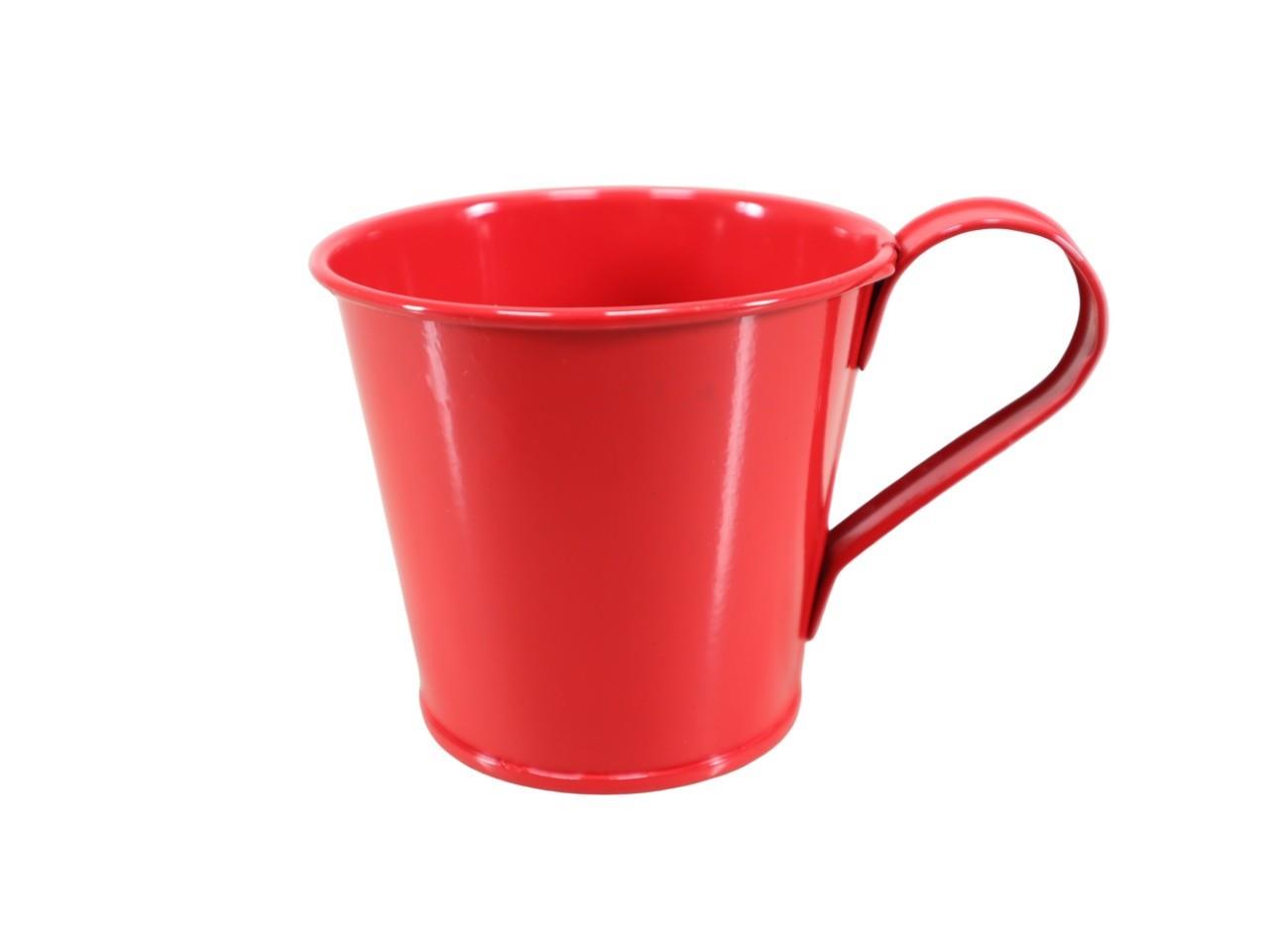 Tasse m. Stabkerzenhalter Metall rot D8cm