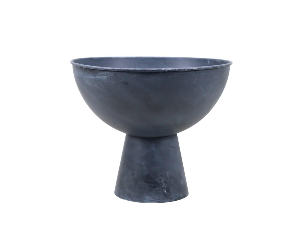 Schale D25cm auf Fuß Metall anthra H22cm