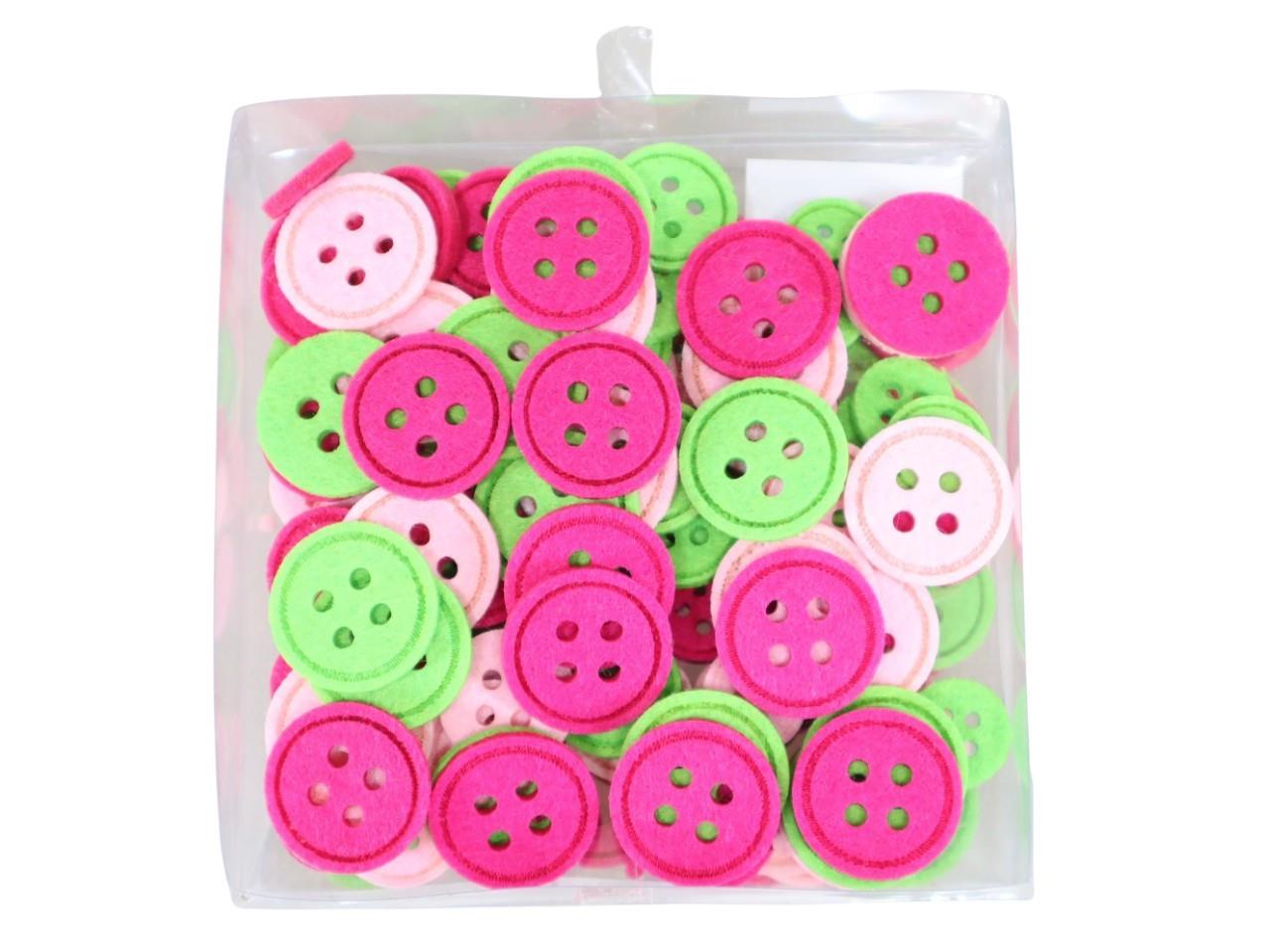 Streuer Filzknöpfe 2+3 cm sort. pink-grün-rosa