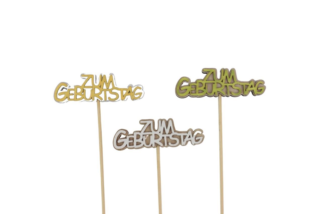 Stecker Doppio "Zum Geburtstag" farbmix L9,5x6,5cm + Pin