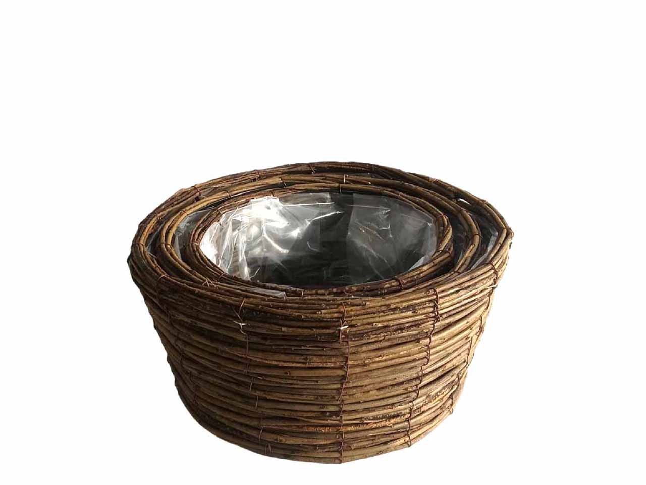 Pflanzkorb rund Weide Set/3 natur D34cm