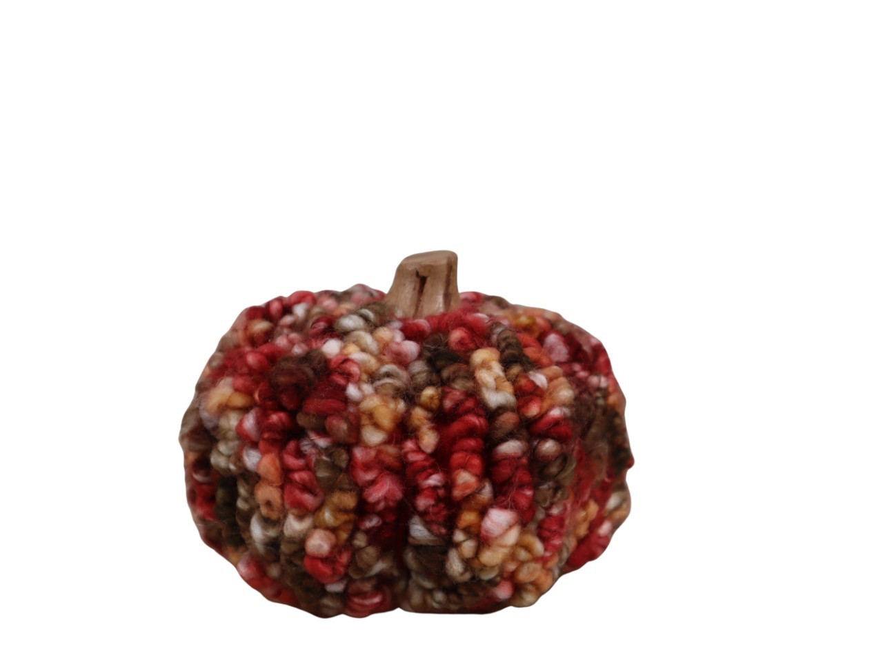 Kürbis "Wolle" mit Holzstiel multicolor D12cm