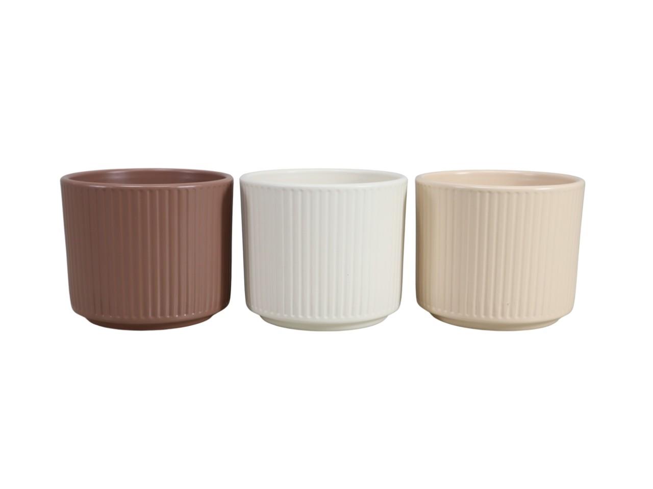 Keramikübertopf Stripes mocca mousse mix D14cm