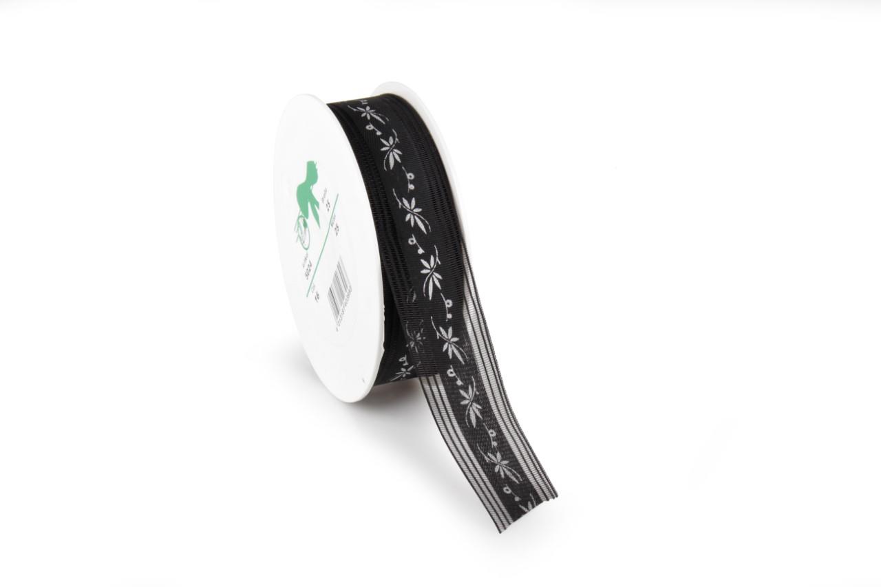 Trauerband Blattranke schwarz 25 mm 25 Meter