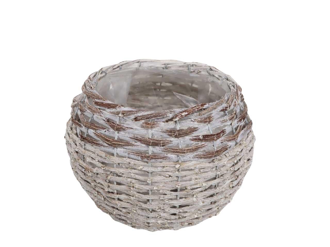 Pflanzkugel Weide/Rattan gekalkt D25cm (Öffnung D19cm)