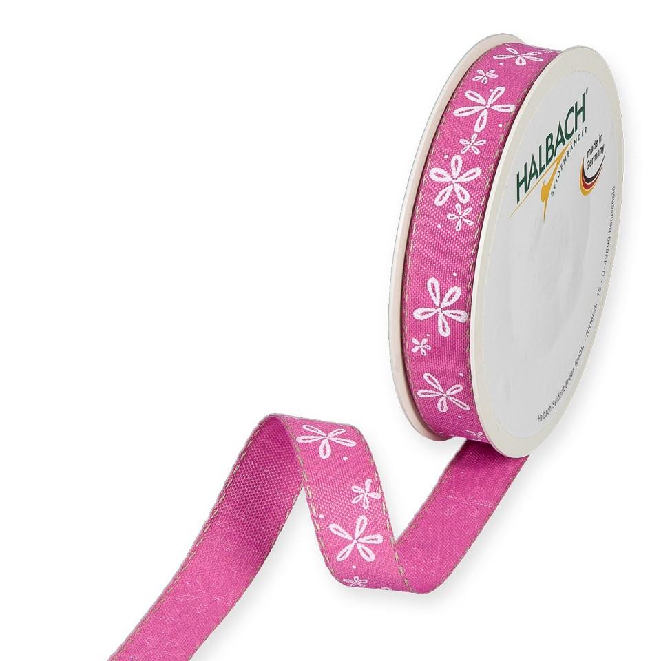 Druckband Blüten 15 mm 18 Meter pink 60