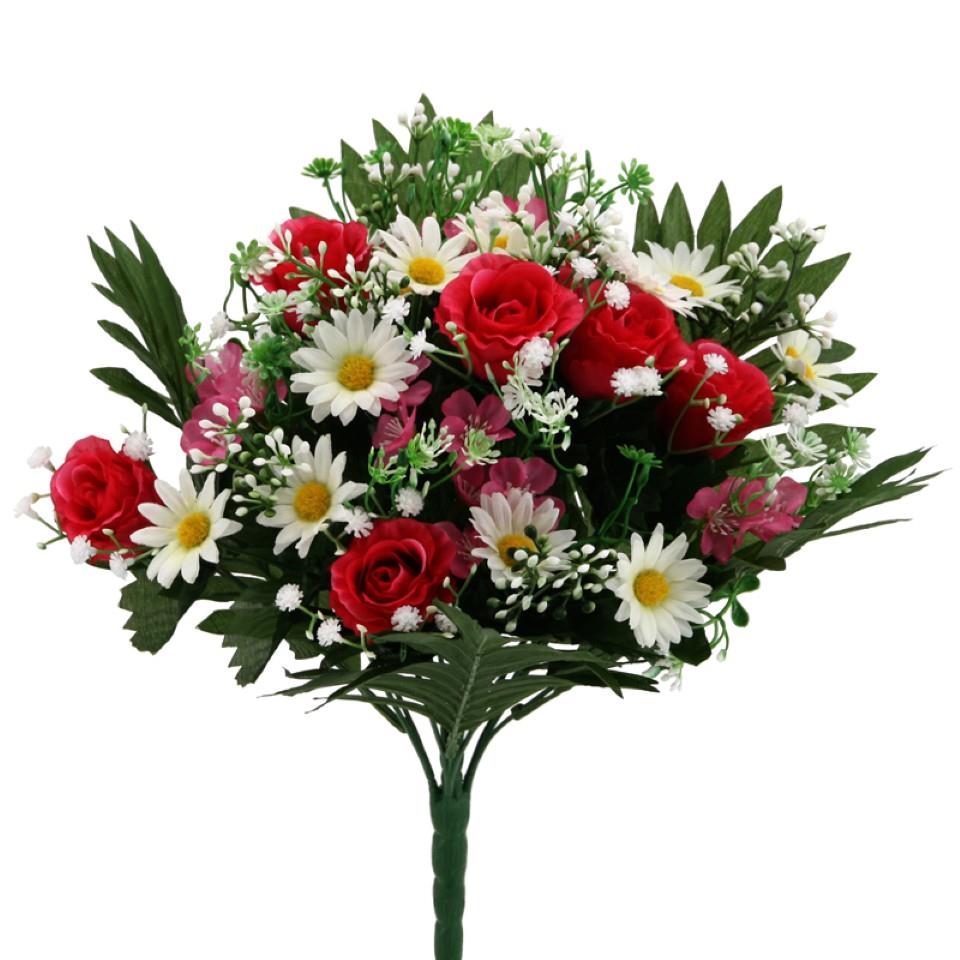 Strauss Rose-Margerite 38 cm pink-weiss x19