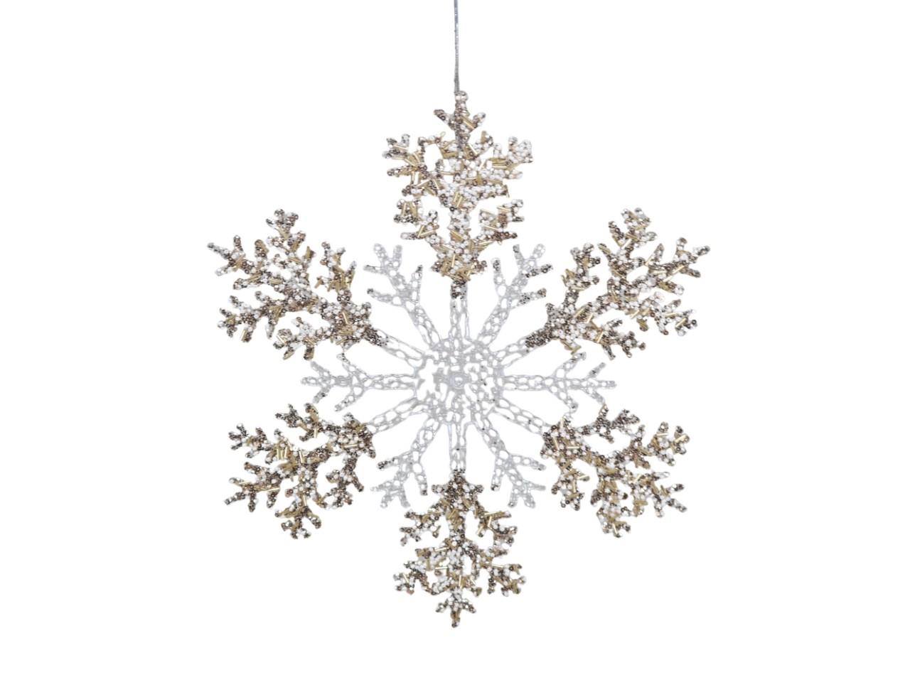 Schneeflocke zum Hängen Kunststoff klar/champagner D30cm