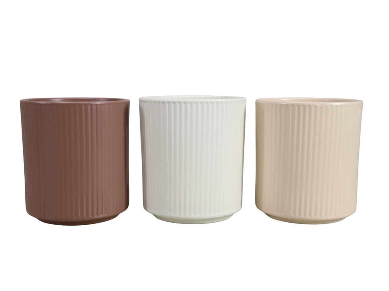 Keramikübertopf für Orchideen Stripes mocca mousse mix D13cm