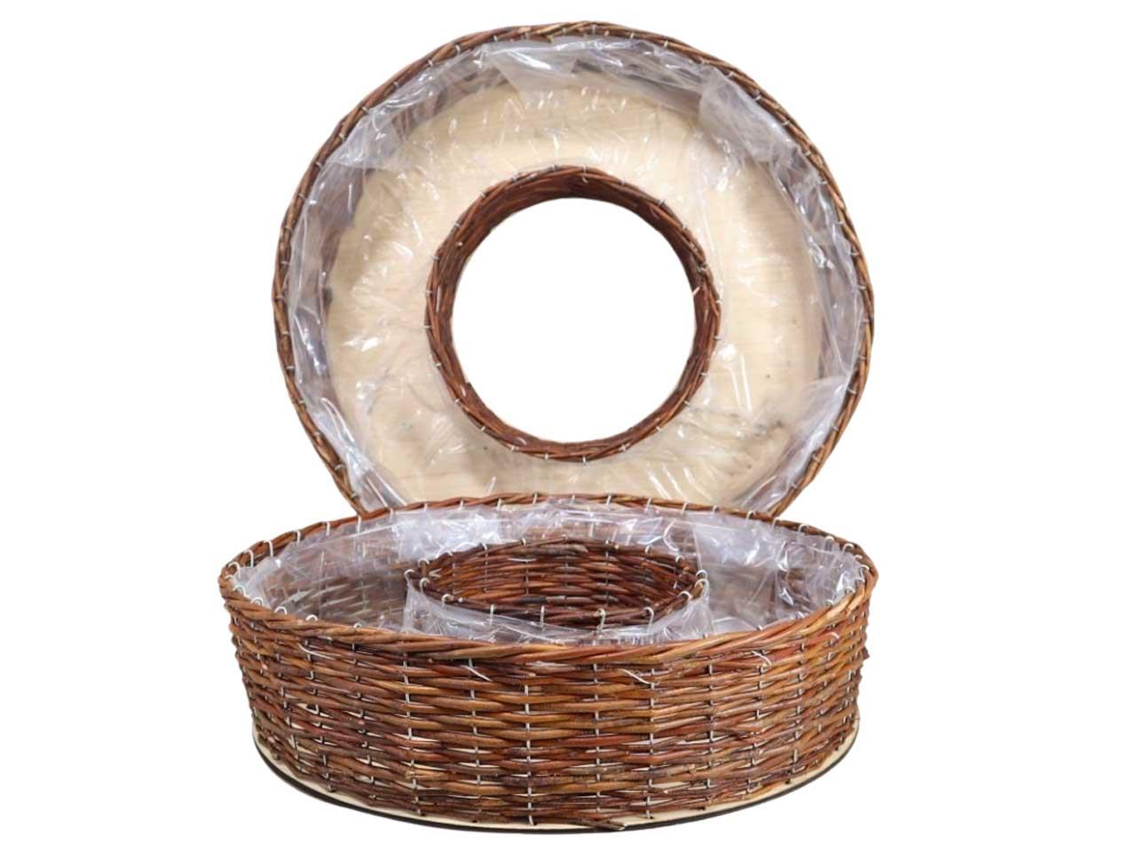 Pflanzring Weide m. Holzboden Set/2 natur D70/60cm