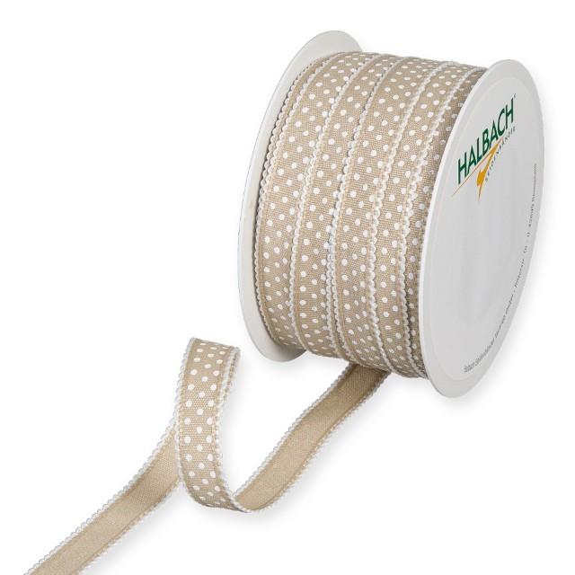 Druckband Punkte 15 mm 25 Meter linen/white 71