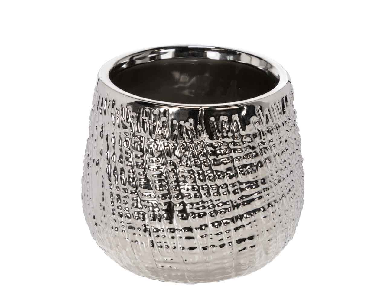 Übertopf Keramik silber 16xH14 cm