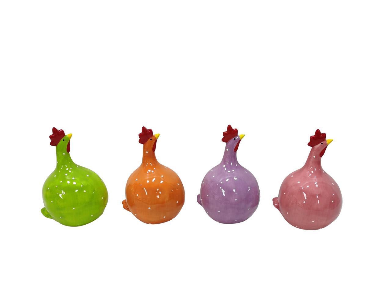 Hühner 4-fach sort. Keramik 6,5x9cm