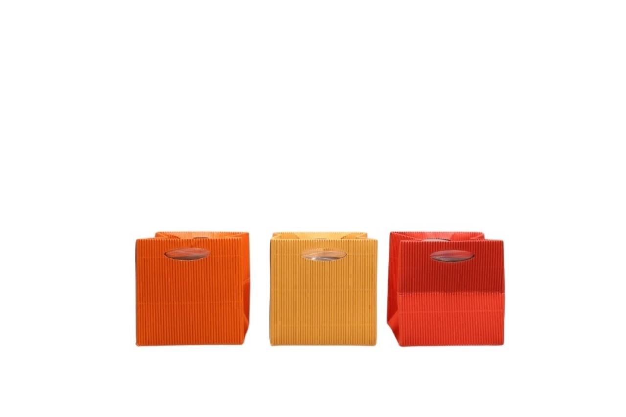 Tasche m. Folie Wellpappe orange-Mix 10,5x10,5cm
