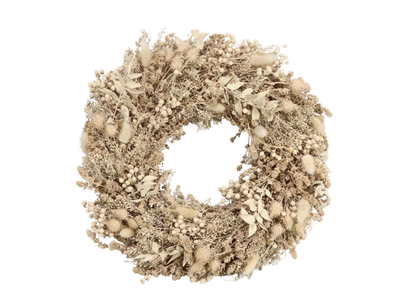 Kranz aus Trockenblumen cappuccino D35 cm