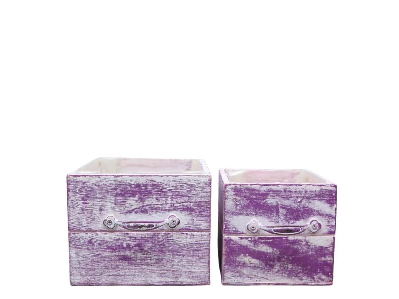 Schubladen Inga Holz lila/white-washed Set/2 D15+12cm