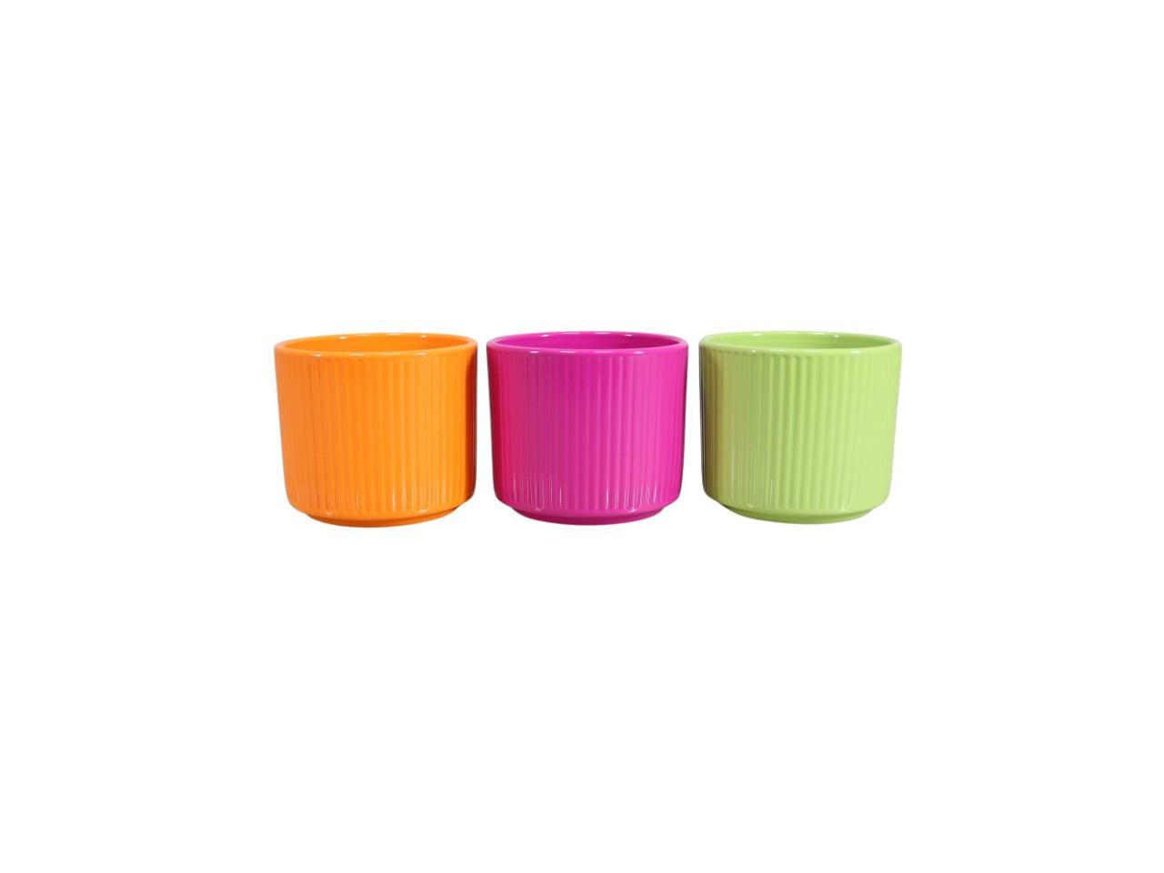 Keramikübertopf Stripes frühjahrsmix D12cm