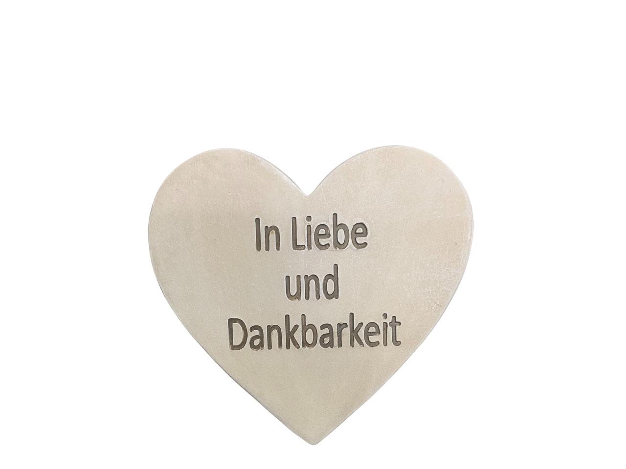 Herz -In Liebe und Dankbarkeit- creme Polyresin D12cm