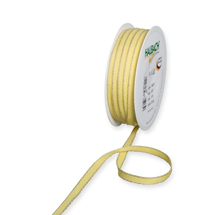 Leinenband m. Kante 7 mm 30 Meter lemon/linen 911