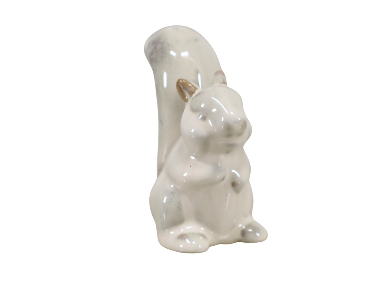 Eichhörnchen stehend Keramik creme-glasiert D9,5x5cm