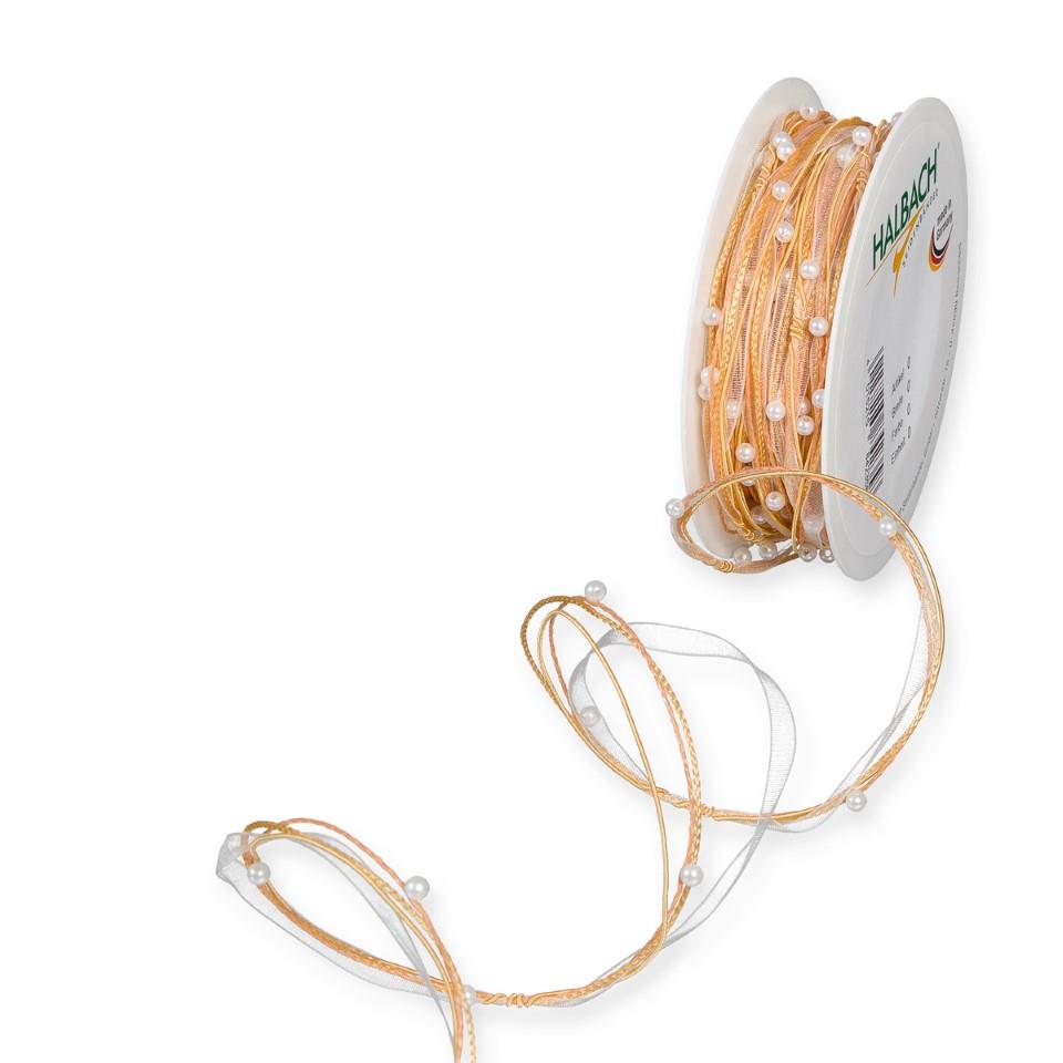 Organza Perlen Kordel 5 mm 15 Meter apricot 20