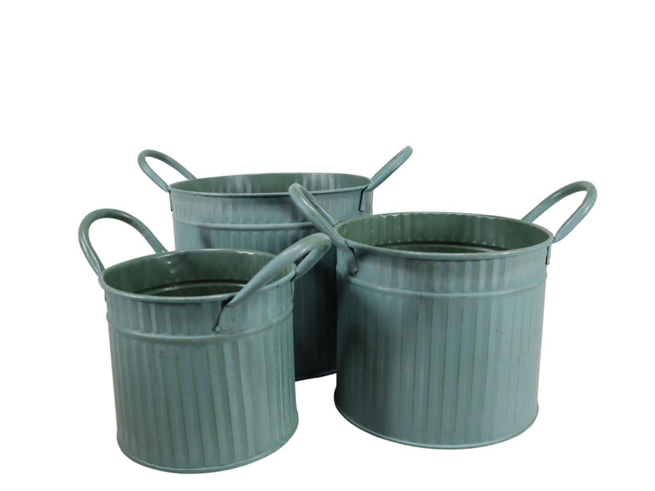 Übertopf mit Griffen Set/3 Metall salbeigrün D19,5cm