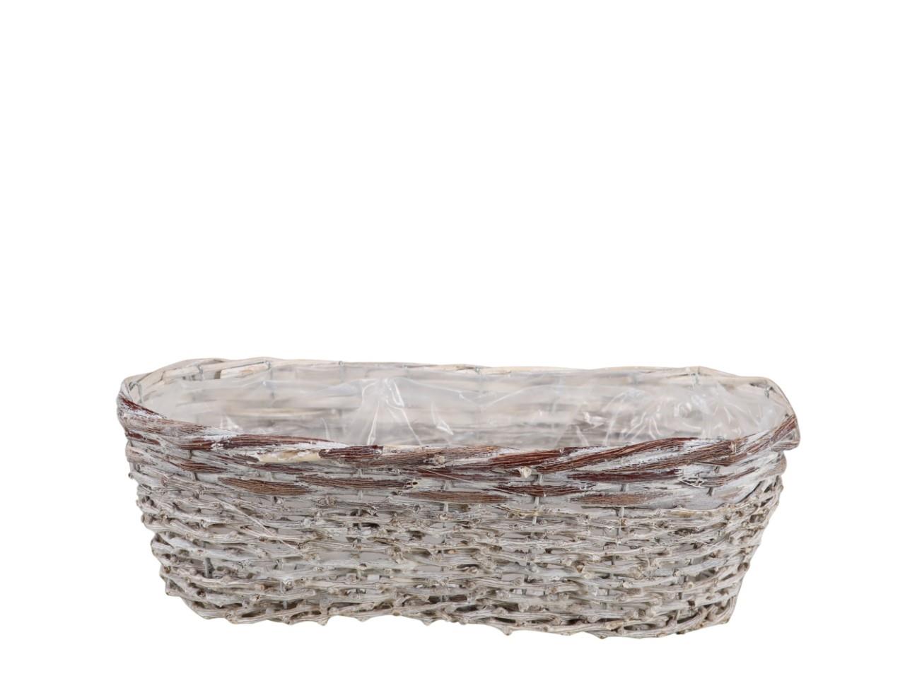 Pflanzkorb oval Weide/Rattan gekalkt L37x16xH12cm