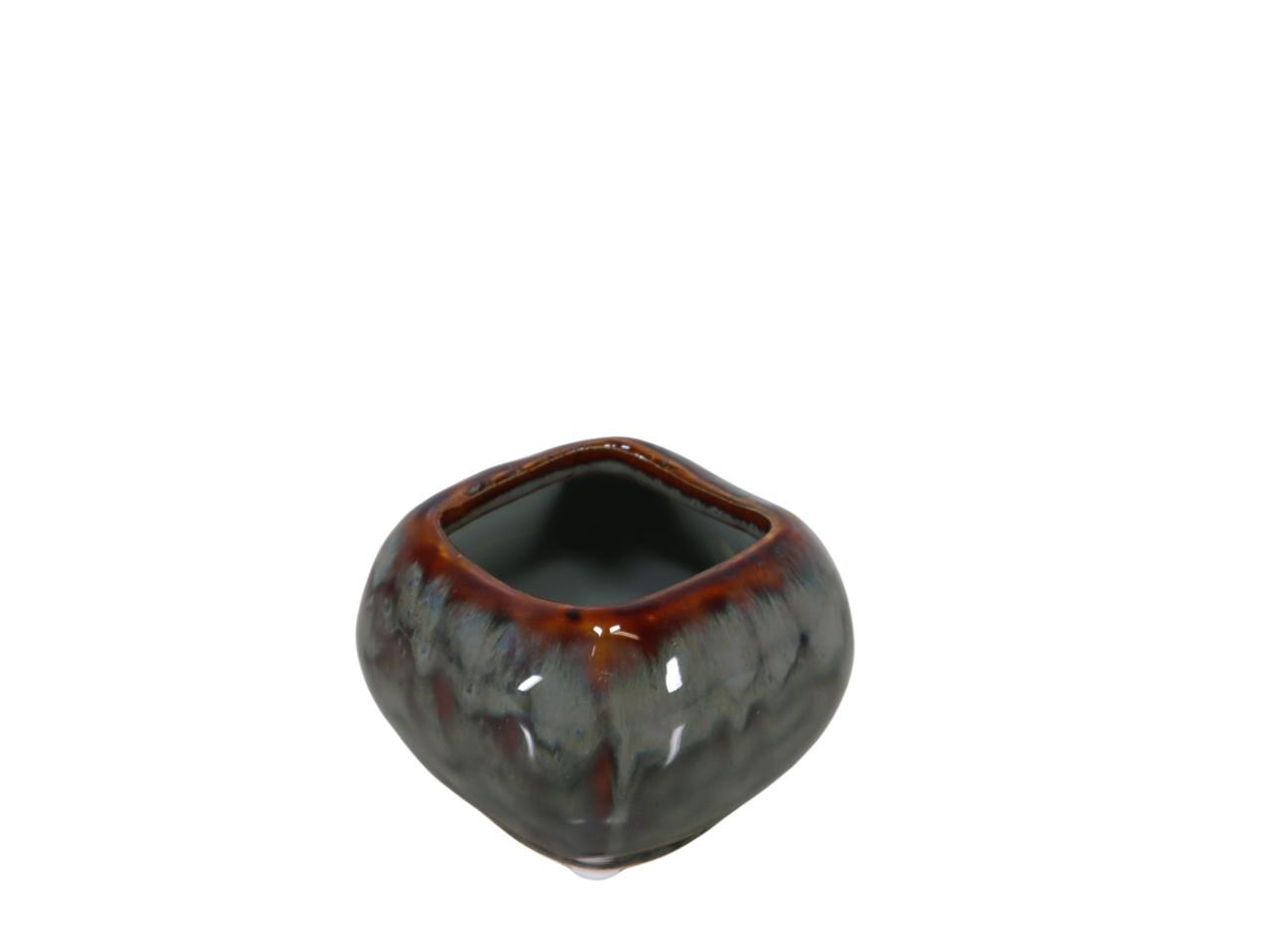 Übertopf Soft Edge viereckig Keramik schlammgrün D 10 cm
