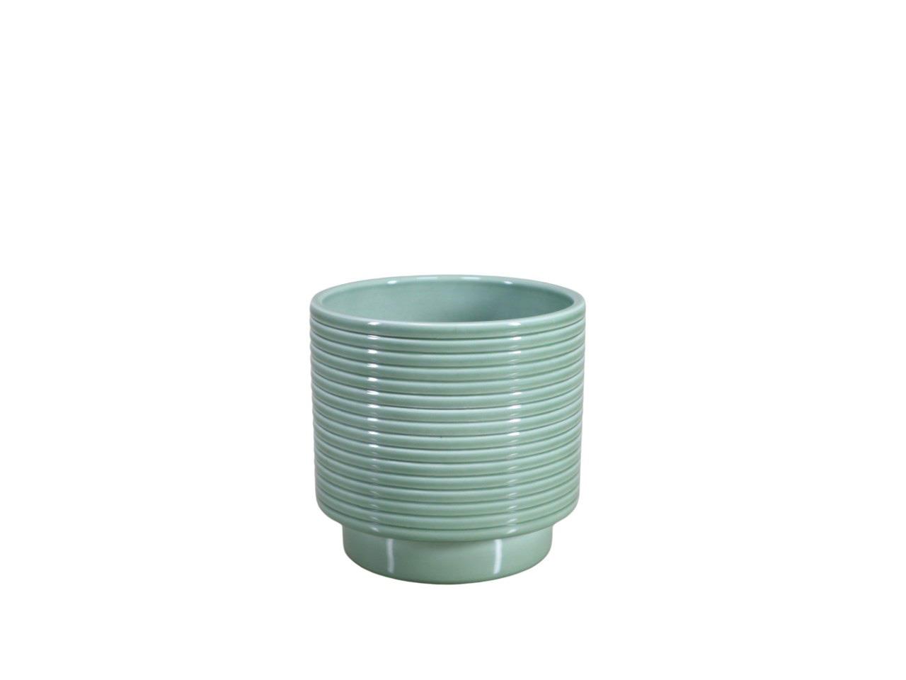 Cylindroübertopf m. Fuß Rings Keramik salbeigr.-lasur 10,5cm