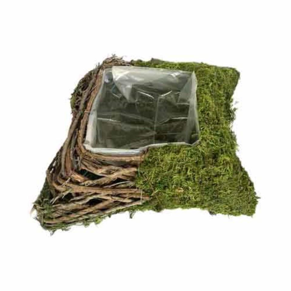 Pflanzkissen eckig Moos/Rattan 20x20cm Höhe 6cm