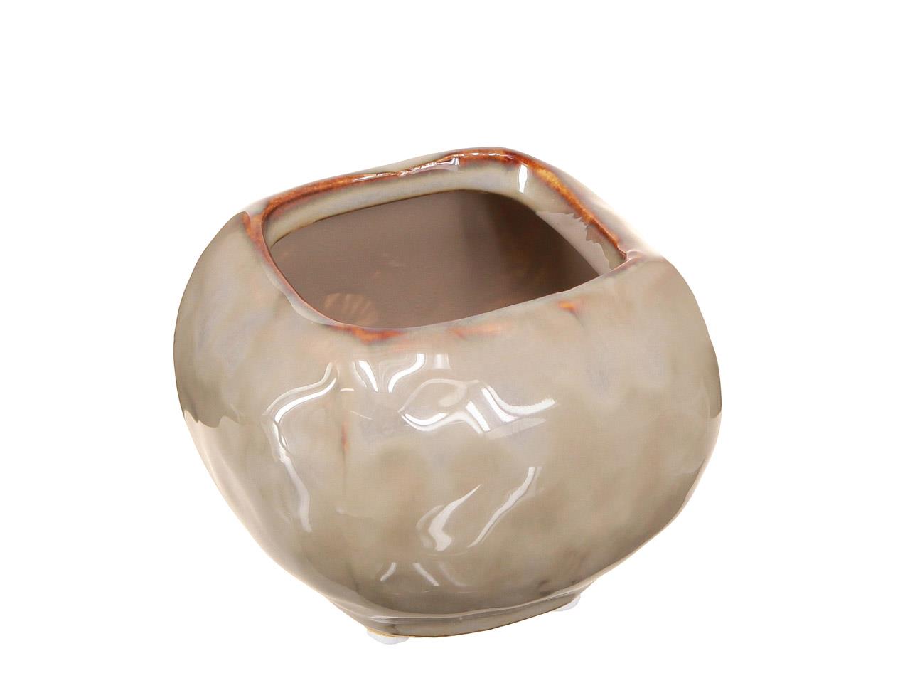 Übertopf Soft Edge viereckig Keramik natur D 22 cm