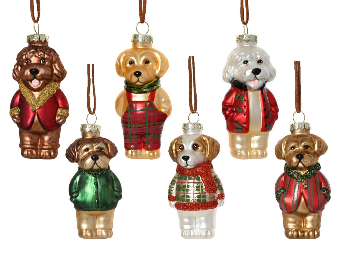 Hund hängend farbmix sortiert Glas H10,9cm