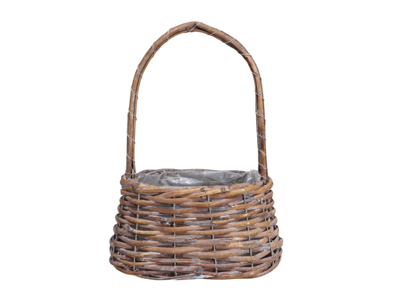 Korb m. Henkel Rattan 20cm natur gekalkt
