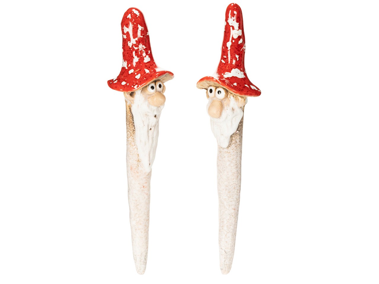 Stecker mit Gesicht Steingut weiß/rot L17,2cm