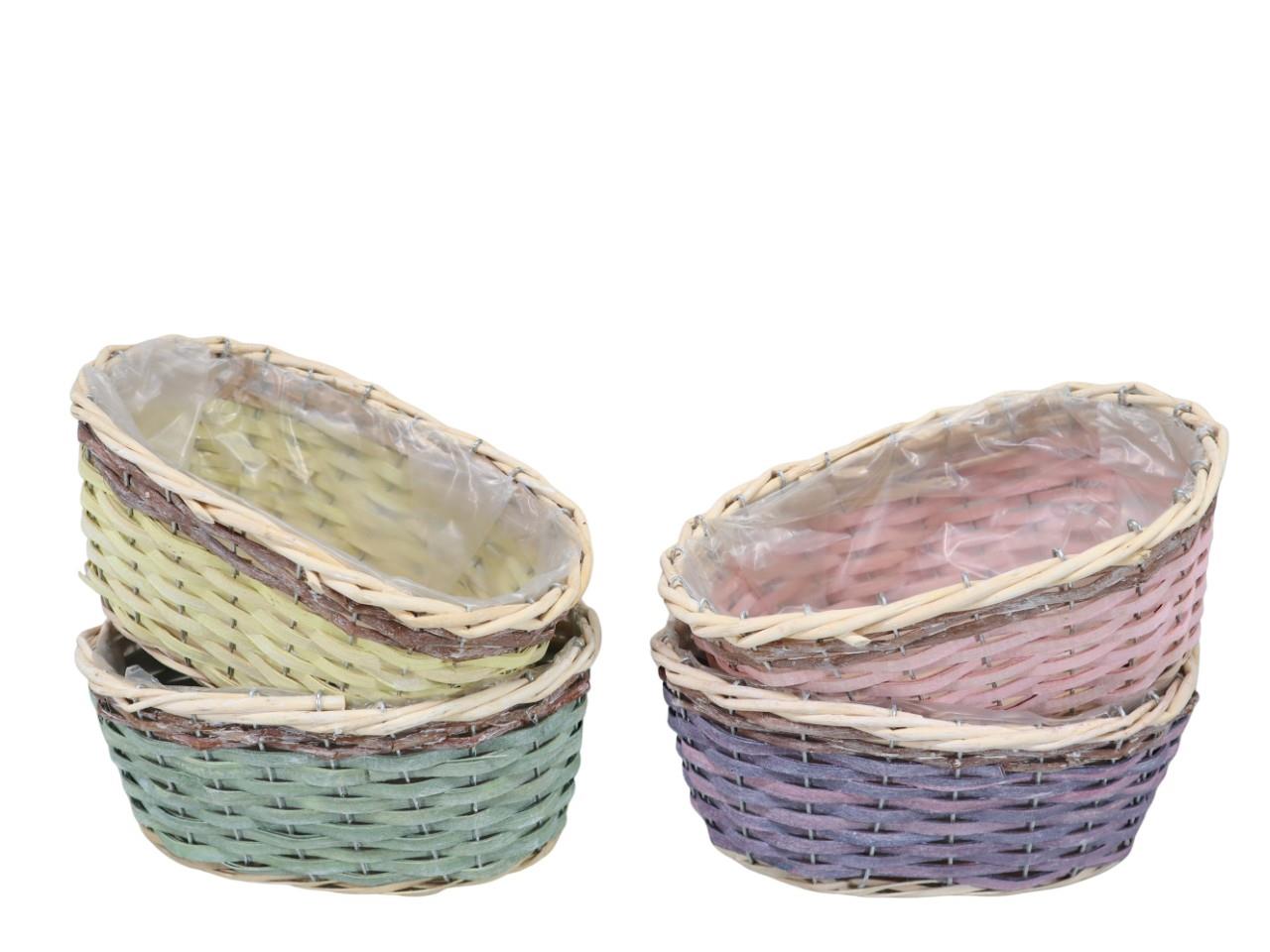 Pflanzkorb oval farbmix Weide/Bambussplitt 25x14cm