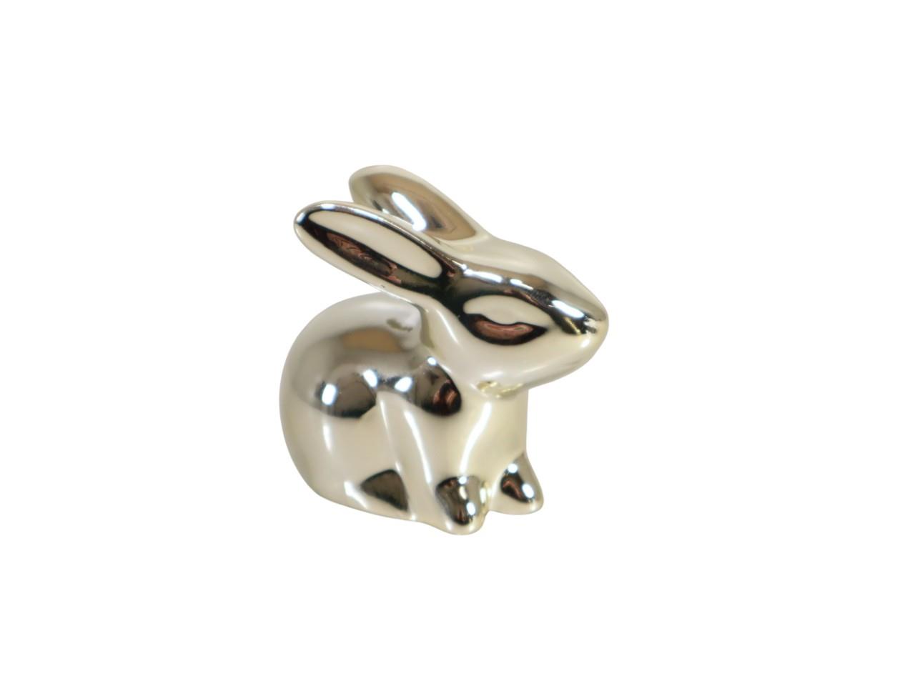 Hase sitzend Keramik gold H5,3cm