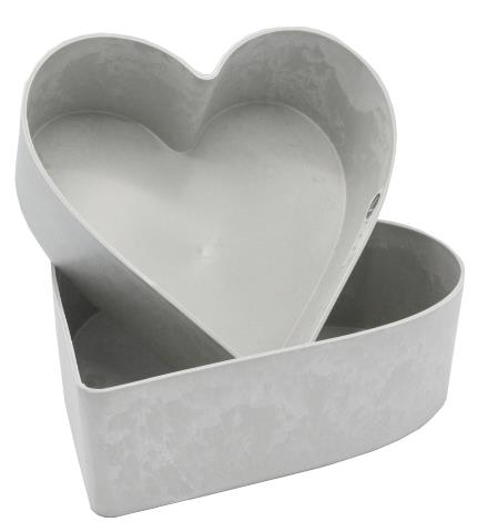 Herzschale Set/2 KARA Kunststoff hellgrau D25xH7,5cm