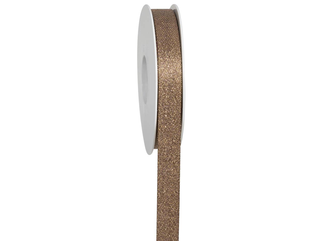 Band Fischgrät 15 mm 20 Meter graubraun/gold 72/15