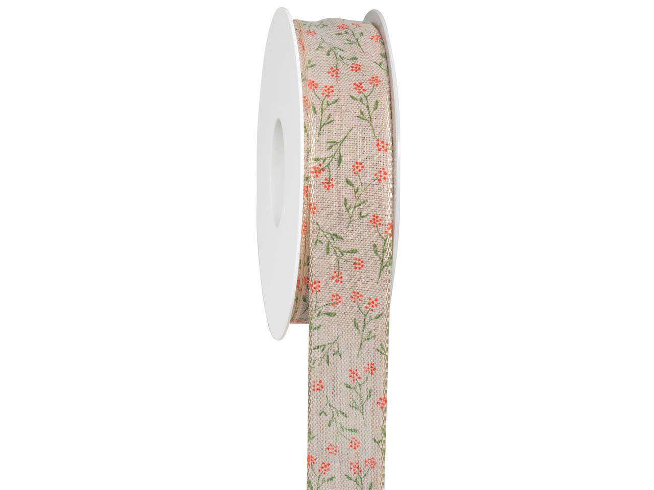 Band Flos m. Draht 25 mm 18 Meter 02 natur