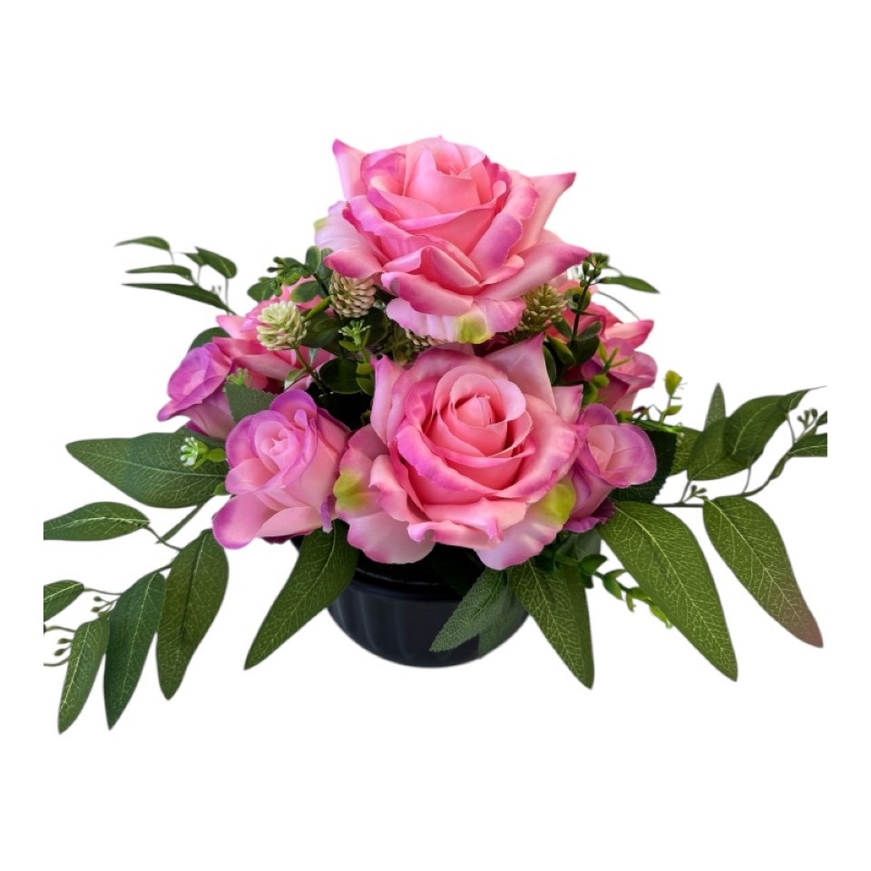 Rose 10Blüten rosa in schwerer Schale 1,5kg NETTO