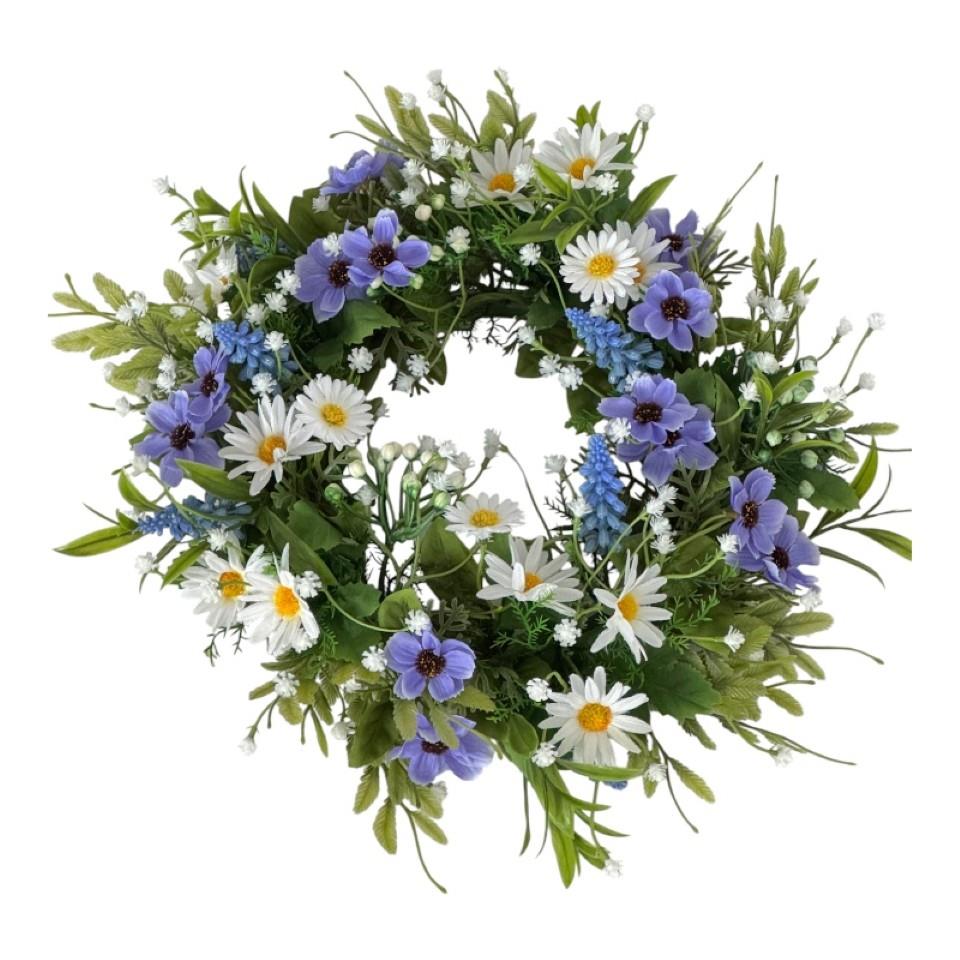 Margerite-Hyazinthe Kranz blau-creme D30cm