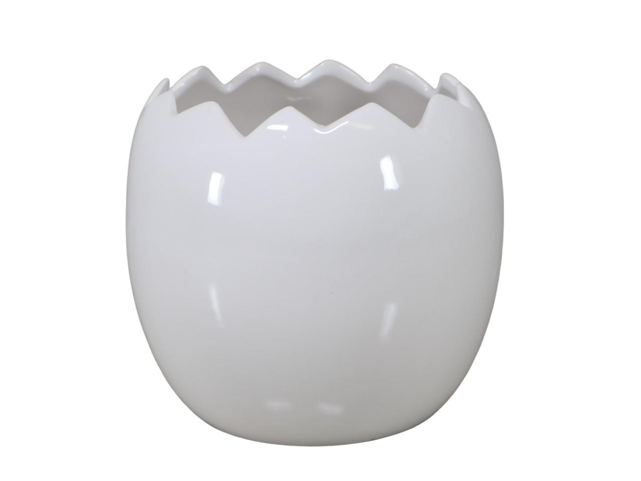 Pflanztopf Ei Keramik weiß glänzend 20x18cm