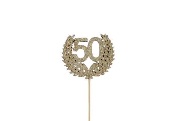 Jubiläumszahl 50 gold 7x30,5cm