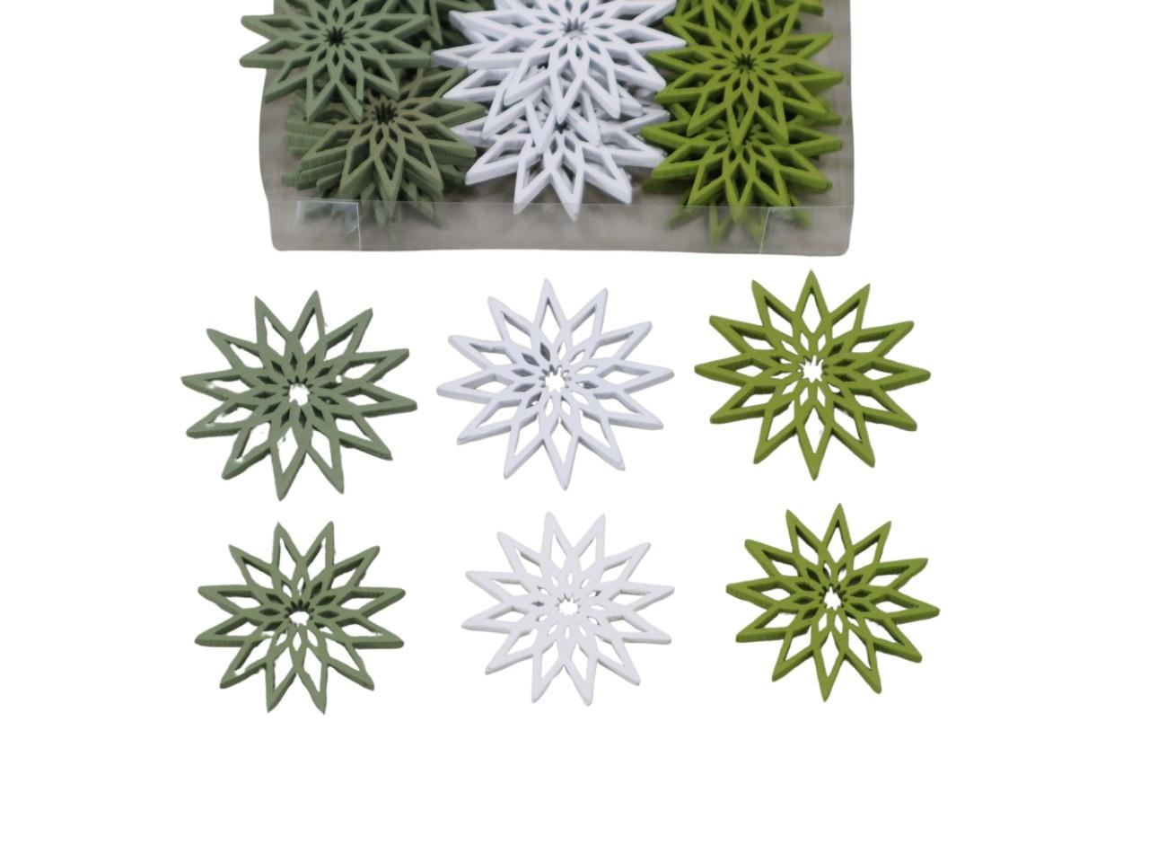 Streuer Sterne Holz sort. weiß/grün 4 cm