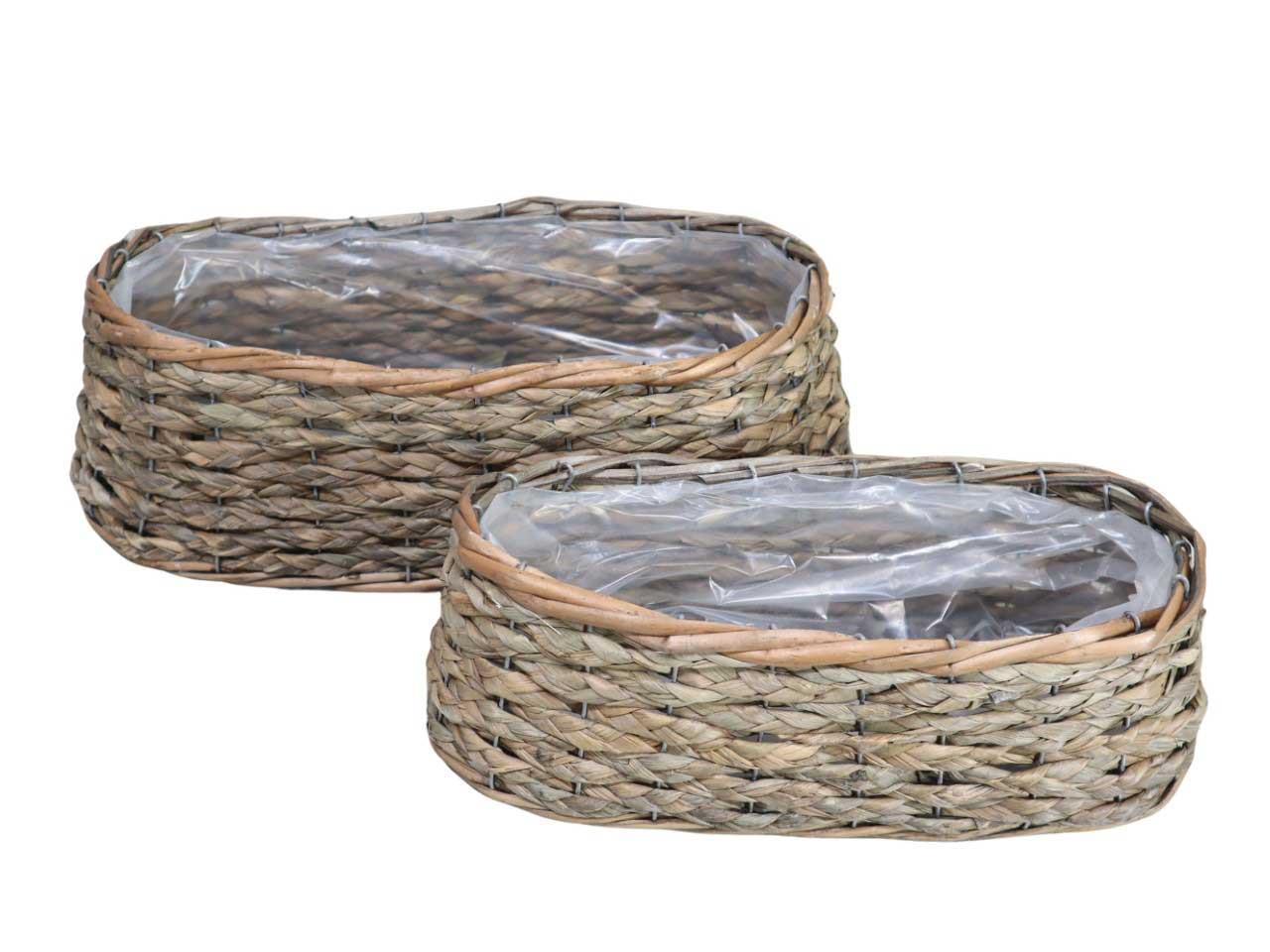 Pflanzkorb Strohseil Set/2 40x20/32x15cm grey-washed