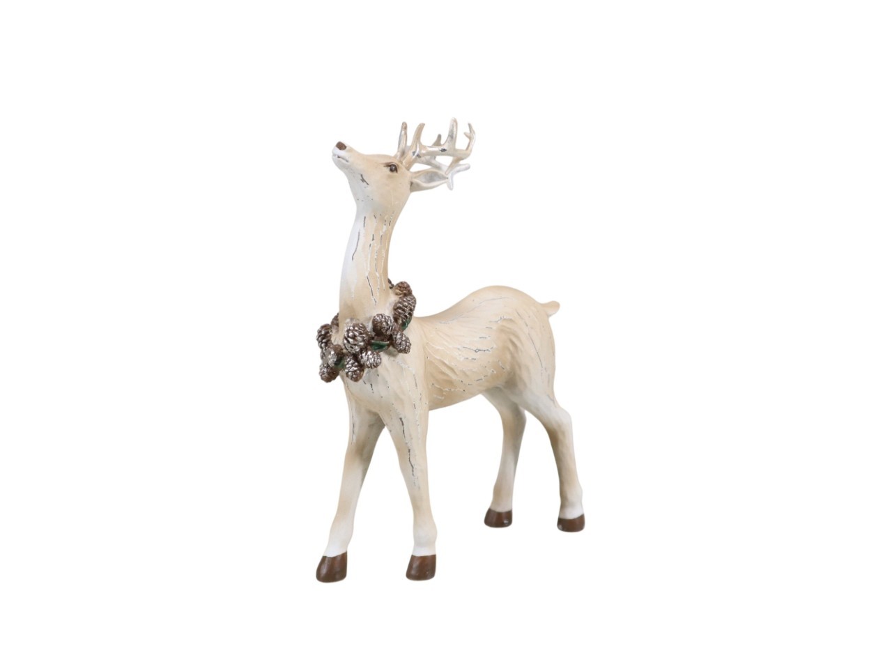 Hirsch stehend Polyresin creme&braun H19cm